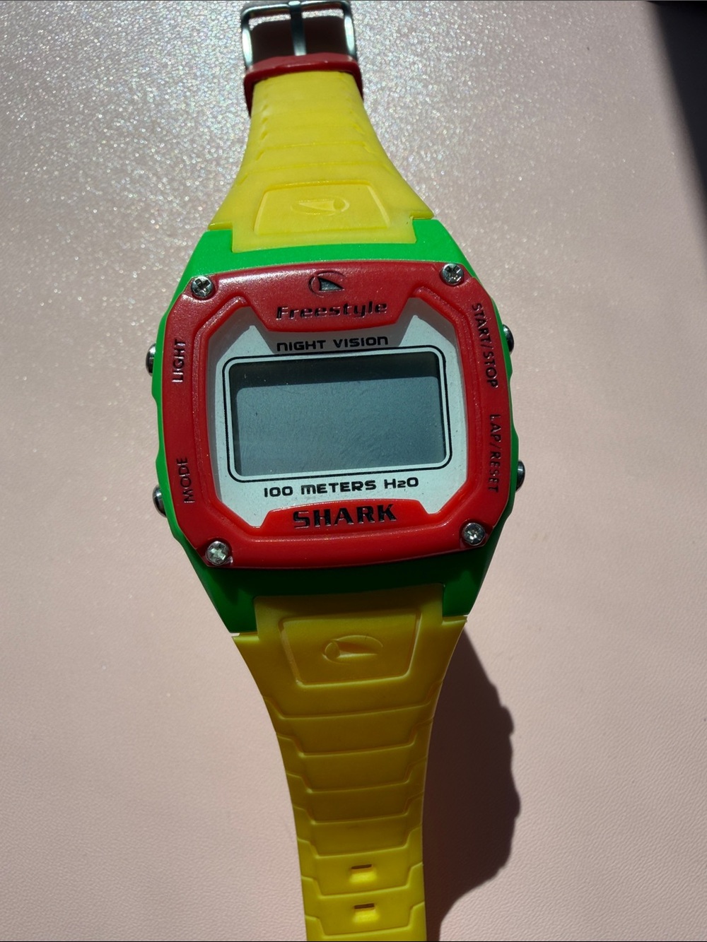 Vintage Freestyle Shark Digital Watch in Yellow, Green, Red